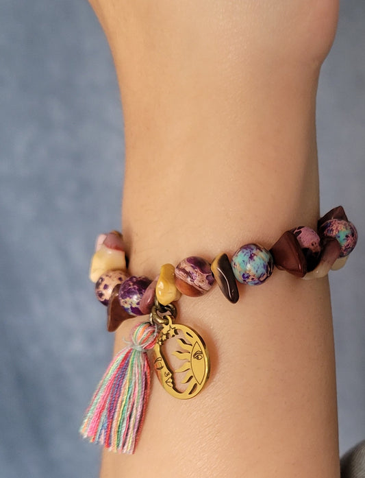 STELLA BRACELET, SUN & MOON BRACELET, GEMSTONE BRACELET