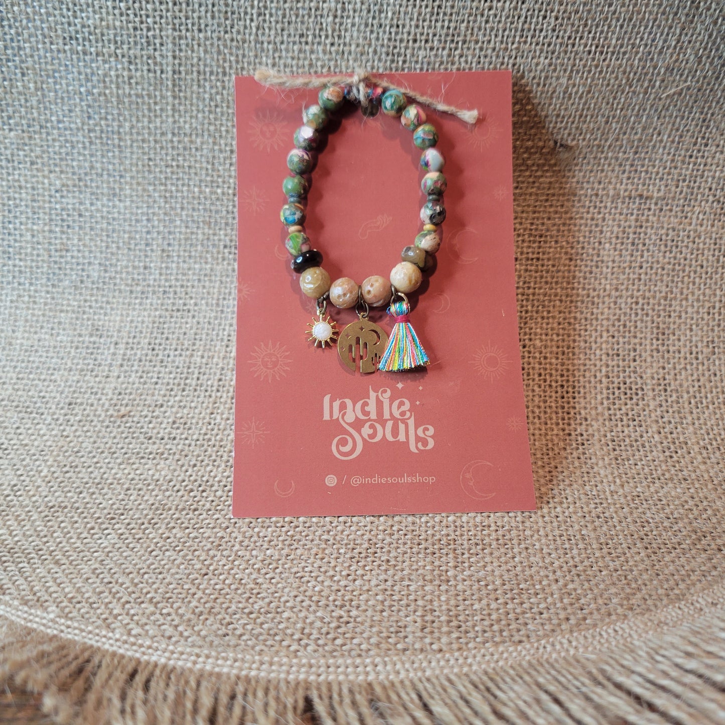 AURORA  BRACELET CACTUS, MOON, TASSEL & SUN GEMSTONE BRACELET