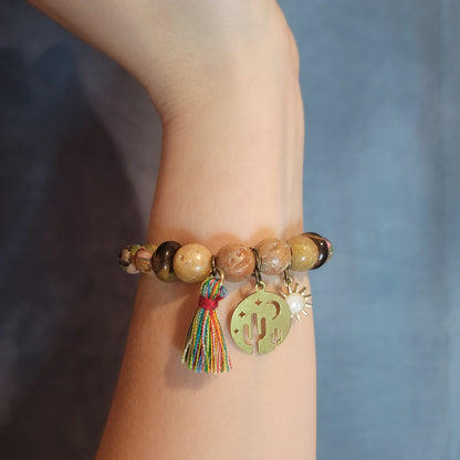 AURORA  BRACELET CACTUS, MOON, TASSEL & SUN GEMSTONE BRACELET