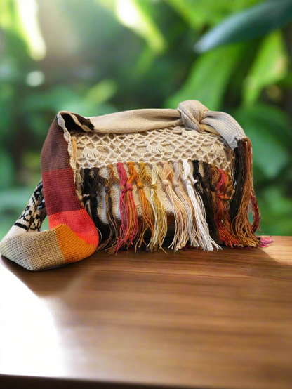 NESMARIE WAYUU HAMMOCK STYLE HANDBAG, hippie handbag, crochet handbag, fringe handbag, bohemian crossbody bag, boho handbag, hippie style