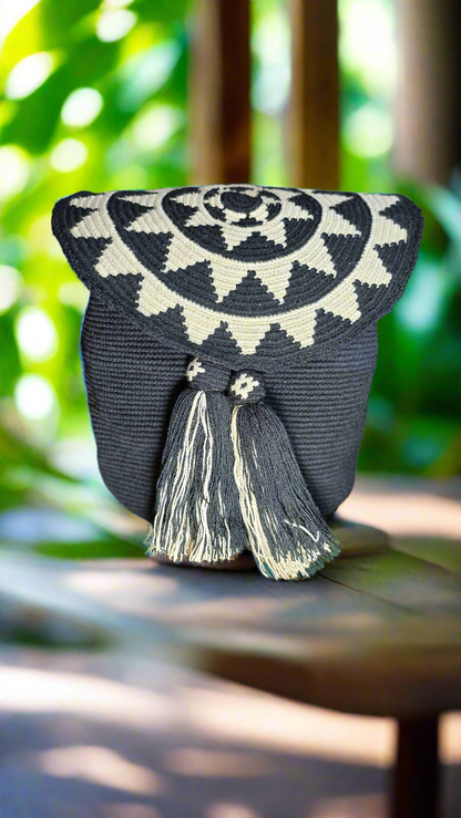 GRETCHEN WAYUU BACKPACK, Traditional Best-Selling WAYUU Bag, boho, Hippie, Aesthetic Backpack, blackLuxury Hand Woven school bag Crochet Laptop women's backpack bohemian backpack boho backpack stylish backpack