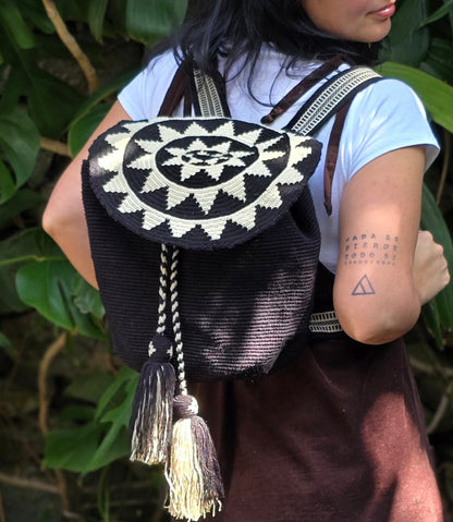 GRETCHEN WAYUU BACKPACK, Traditional Best-Selling WAYUU Bag, boho, Hippie, Aesthetic Backpack, blackLuxury Hand Woven school bag Crochet Laptop women's backpack bohemian backpack boho backpack stylish backpack