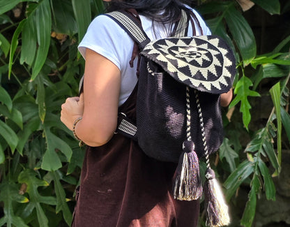 GRETCHEN WAYUU BACKPACK, Traditional Best-Selling WAYUU Bag, boho, Hippie, Aesthetic Backpack, blackLuxury Hand Woven school bag Crochet Laptop women's backpack bohemian backpack boho backpack stylish backpack